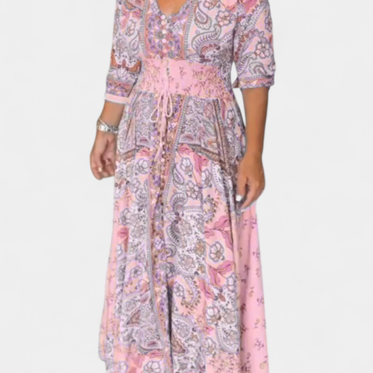 Vestido Casual de Verano Dunya con Escote en V