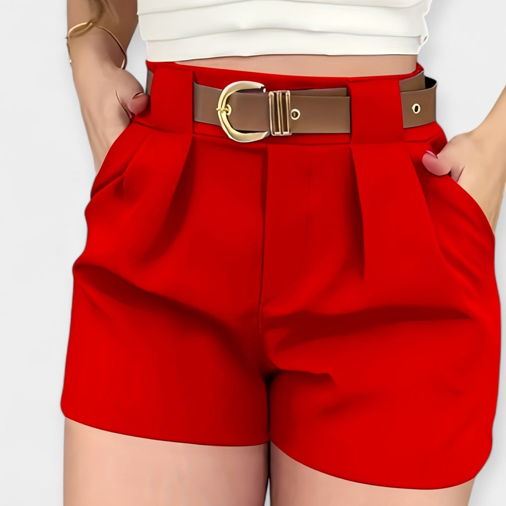 Pantalones Plisados de Cintura Alta
