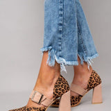 Selveta | Zapatillas de ante con estampado de leopardo y tacón estable