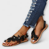 Boho - Sandalias cómodas con flores y correa alrededor del tobillo
