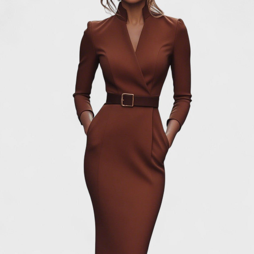 Rafaela™ | Vestido elegante con cuello y cinturón