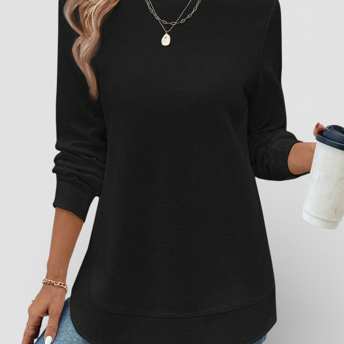 Ana™ | Camiseta lisa de manga larga esencial