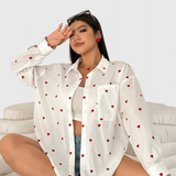 Blusa de Algodón Bordada Rhiannon con Corazones