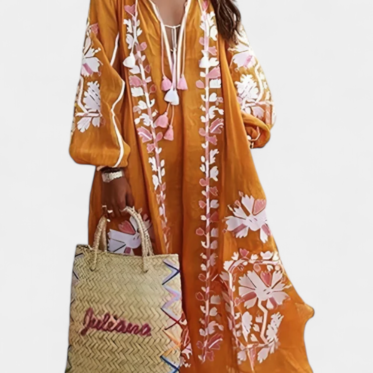 Vestido Floral de Manga Larga Alessia en Estilo Bohemio