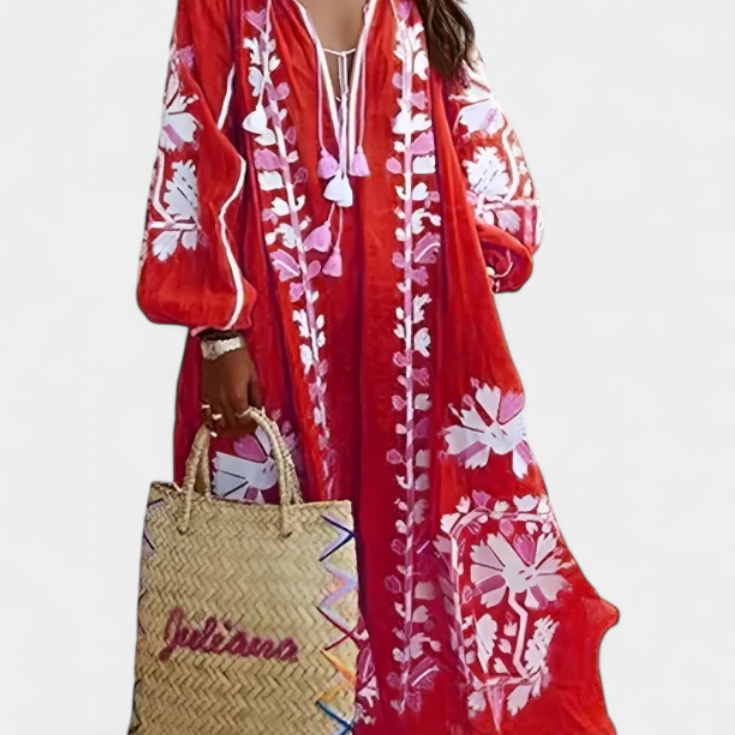Vestido Floral de Manga Larga Alessia en Estilo Bohemio