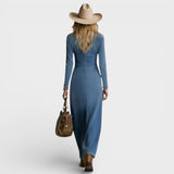 Alba™ | Vestido maxi vaquero elegante