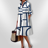 Vestido midi con estampado geométrico