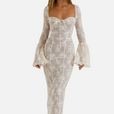 Elegante Vestido Maxi de Encaje de Verano con Cuerpo de Corsé
