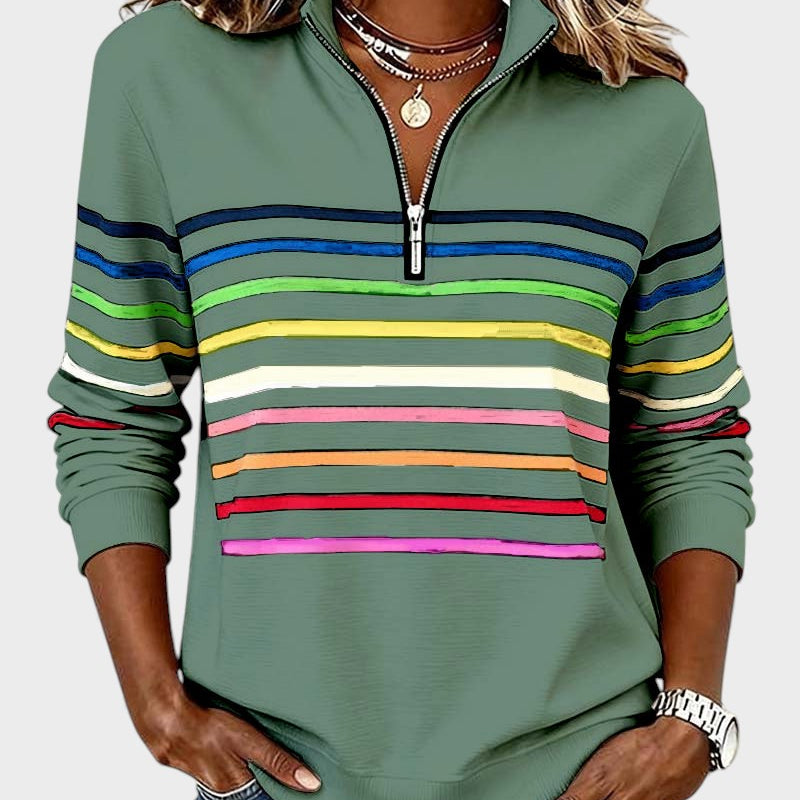 Raquel™ | Sudadera de rayas con media cremallera