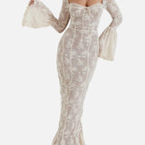 Elegante Vestido Maxi de Encaje de Verano con Cuerpo de Corsé