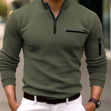 Petar - Camiseta polo de manga larga para hombre con cremallera