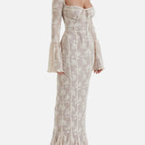 Elegante Vestido Maxi de Encaje de Verano con Cuerpo de Corsé