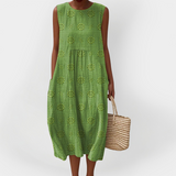 Vestido de algodón sin mangas elegante con bolsillos