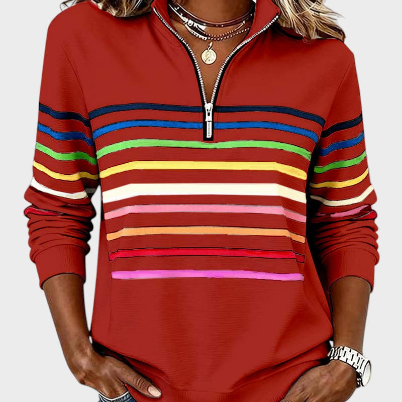 Raquel™ | Sudadera de rayas con media cremallera