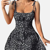 Vestido mini de mujer con estampado floral y tirantes anudados