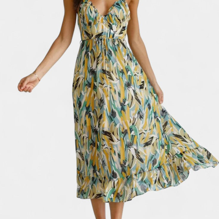 Vestido Midi de Impresión Vibrante Fiona