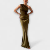 Elegante vestido maxi de un solo hombro