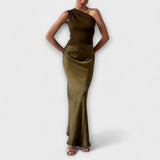 Elegante vestido maxi de un solo hombro
