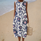 Gloria - Vestido de Playa Midi Elegante Sin Mangas