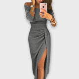 Yolanda - Vestido elegante con hombros descubiertos