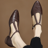 Astrid - Zapatos Clásicos de Cuero con Tira T Trenzada