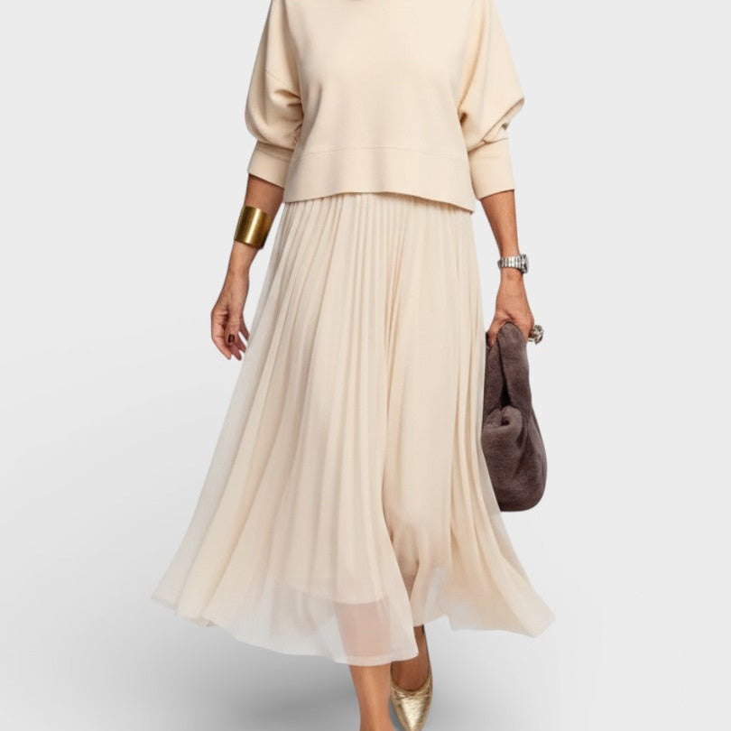 Claudia™ | Vestido de punto elegante con tul