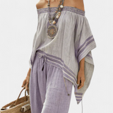 Natália | Elegante Conjunto Bohemio de Tela de Bambú Ligera