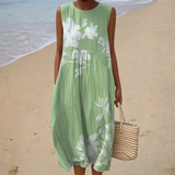 Débora - Vestido de Playa Midi Natural Sin Mangas