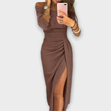 Yolanda - Vestido elegante con hombros descubiertos