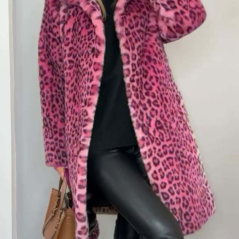 LEIA - Abrigo Largo y Suave con Estampado de Leopardo