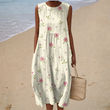 Mafalda - Vestido de Playa Midi Floral Sin Mangas