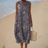 Eva - Vestido de Playa Midi Campestre Sin Mangas