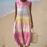 Soraia - Vestido de Playa Midi Fluido Sin Mangas