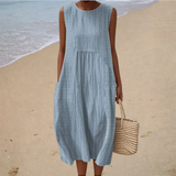 Beatriz - Vestido de Playa Midi Minimalista Sin Mangas