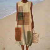 Bruna - Vestido de Playa Midi Gráfico Sin Mangas