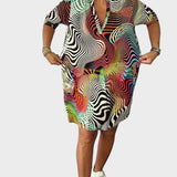 Mari - Vestido colorido con escote en forma de V
