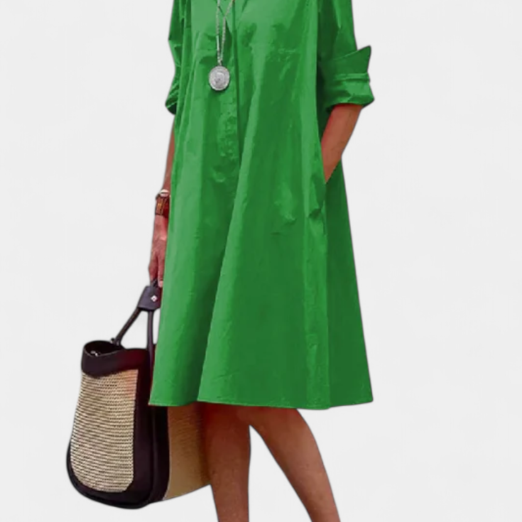 Vestido de Algodón Larissa con Cuello Solapa