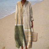 Ana - Vestido de Playa Largo Bohemio de Manga Larga