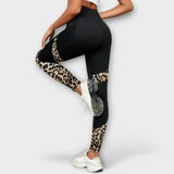 Pantalones de entrenamiento de cintura alta con estampado de leopardo