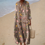 Blanca - Vestido de Playa Largo Bohemio de Manga Larga