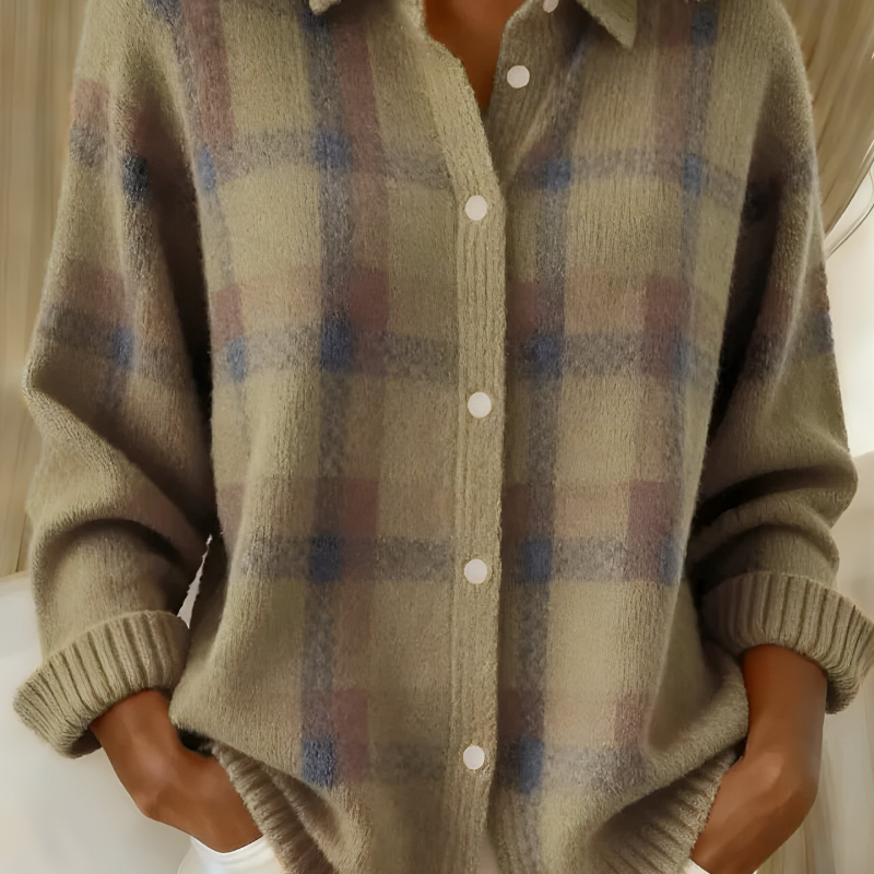 Ugnė - Camisa de punto suave con patrón de cuadros