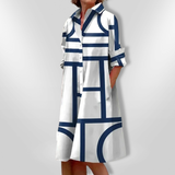 Vestido midi con estampado geométrico