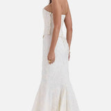 Vestido Maxi de Invitada de Boda Bordado Sin Tirantes