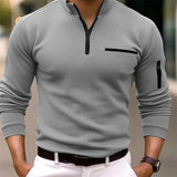 Petar - Camiseta polo de manga larga para hombre con cremallera