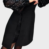 Iwona - Vestido elegante con mangas abullonadas brillantes