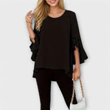 Aria - Blusa de material ligero con escote redondo