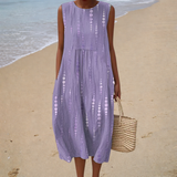 Carolina - Vestido de Playa Midi Elegante Sin Mangas