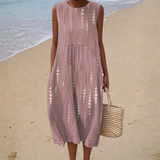 Cristina - Vestido de Playa Midi Refinado Sin Mangas