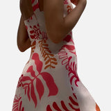 Vestido mini con estampado tropical para mujer con lazos ajustables en los hombros