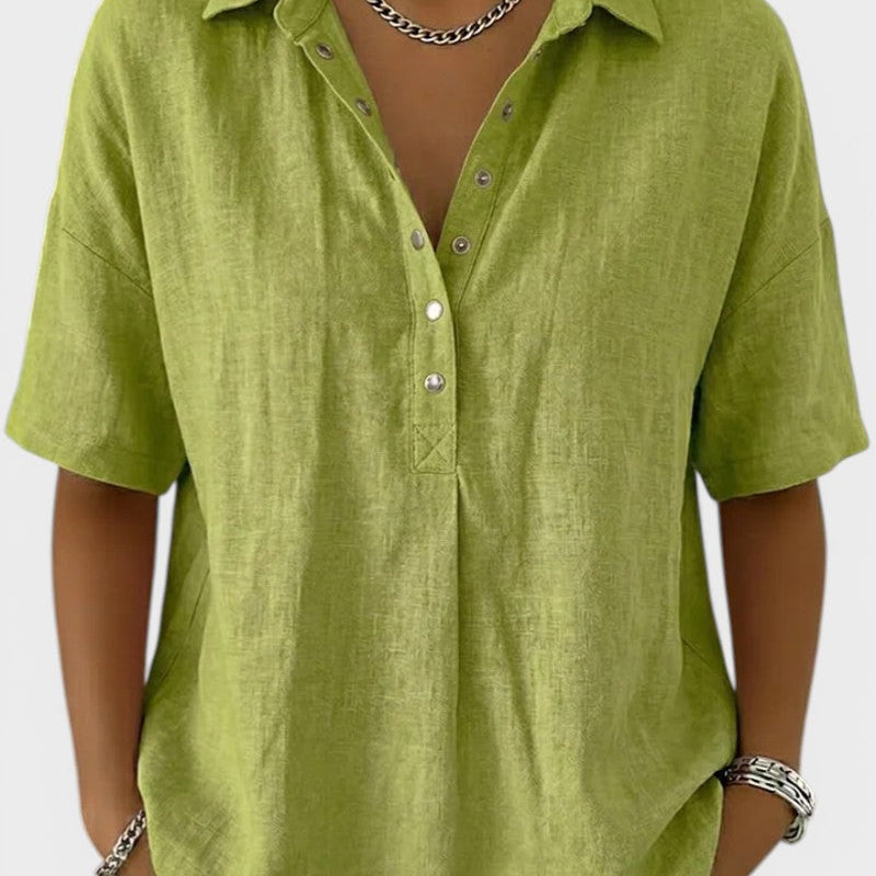 Noelia™ | Blusa con cuello y botones elegantes